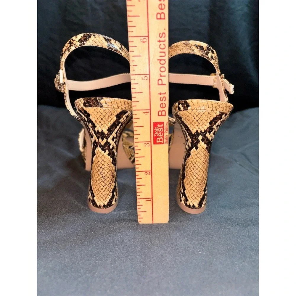 Katy Perry Collections Square Toe Platform Block Heel Sandal Brwn 6 smooth snake